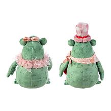 Valentine's Plush Frog Couple Figurines 7.25"H