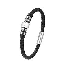 Van Heusen Men's Braided Leather Bracelet with Ornaments