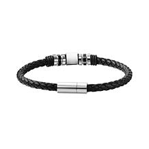 Van Heusen Men's Braided Leather Bracelet with Ornaments