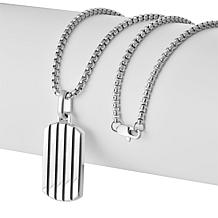 Van Heusen Men's Stainless Steel Striped Dog Tag Pendant Necklace
