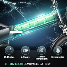 Vanpowers 750W Folding 48V E-Bike w/4"LCD Display & Integrated Battery