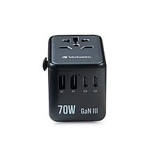 Verbatim UTA-09 Gan III Universal Travel Adapter 70W – USB-C, USB-A