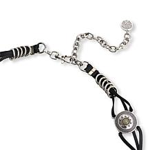 Vince Camuto Leather Cord Laced Resin Stone Concho Belt