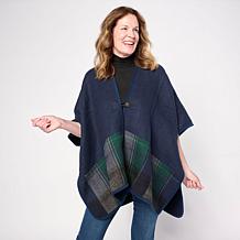 Vince Camuto Reversible Woven Plaid Topper