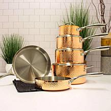 Vintage Hammered Tri-Ply Copper 5.5" Saucepan 1qt. with Lid