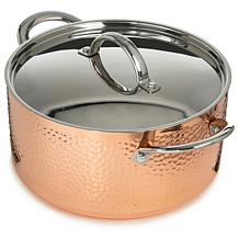 Vintage Hammered Tri-Ply Copper 9.5" Stockpot 5.75qt with Lid