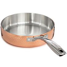 Vintage Hammered Tri-Ply Copper Deep Skillet 9.5"