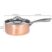 Vintage Polished Tri-Ply Copper 8" Saucepan 3qt. with Lid