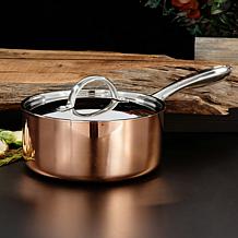 Vintage Polished Tri-Ply Copper 8" Saucepan 3qt. with Lid