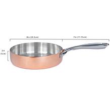 Vintage Polished Tri-Ply Copper Deep Skillet 8"