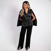 Vivica A. Fox Collection Rhinestone-Embellished Cape Jacket
