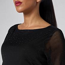 Vivica A. Fox Collection Rhinestone Mesh Knit Shirt