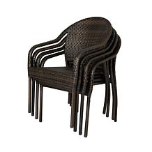 WellTraveledLiving Rhodos Café Stacking Chair Mocha All-Weather Wicker