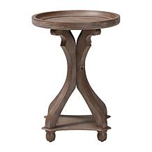 Westlyn French Country Wood End Table with Round Tray Top