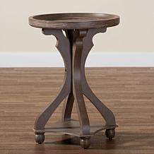 Westlyn French Country Wood End Table with Round Tray Top