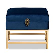Wholesale Interiors Aliana Velvet Upholstered Small Storage Ottoman
