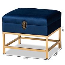 Wholesale Interiors Aliana Velvet Upholstered Small Storage Ottoman