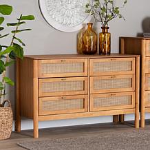 Wholesale Interiors Baxton Studio Jenn Japandi 6-Drawer Rattan Dresser