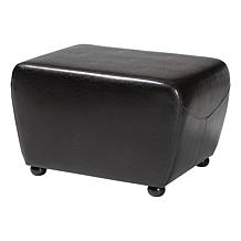 Wholesale Interiors Bicast Leather Ottoman with Rounded Sides