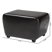 Wholesale Interiors Bicast Leather Ottoman with Rounded Sides