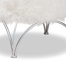 Wholesale Interiors Celia Faux Fur Upholstered Ottoman