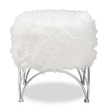 Wholesale Interiors Celia Faux Fur Upholstered Ottoman