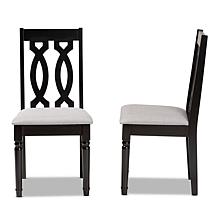Wholesale Interiors Cherese Grey Fabric and Brown Wood 2Pc Chair Set