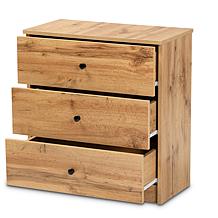 Wholesale Interiors Decon Oak Finished Wood 3-Drawer Storage Chest