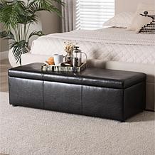 Wholesale Interiors Dennehy Bonded Leather Ottoman
