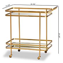 Wholesale Interiors Destin Metal and Glass 2-Tier Mobile Wine Bar Cart