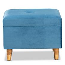 Wholesale Interiors Elias Velvet Fabric Upholstered Storage Ottoman