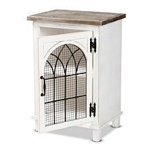 Wholesale Interiors Faron White and Oak Brown Wood 1-Door Nightstand
