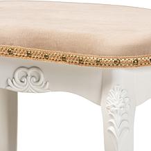 Wholesale Interiors Gabrielle Velvet Fabric Upholstered Vanity Ottoman