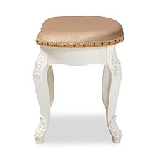 Wholesale Interiors Gabrielle Velvet Fabric Upholstered Vanity Ottoman
