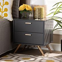 Wholesale Interiors Kelson Dark Grey and Gold Wood 2-Drawer Nightstand