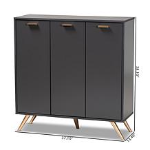 Wholesale Interiors Kelson Dark Grey and Gold Wood 3-Door Shoe Cabinet