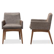 Wholesale Interiors Nexus Upholstered 2pc Arm Chair Set -Walnut/Gravel