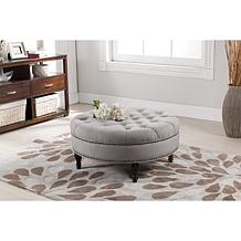 Wholesale Interiors Palfrey Linen Tufted Ottoman