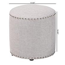 Wholesale Interiors Rosine Fabric Upholstered Nail Trim Ottoman