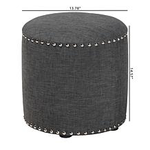 Wholesale Interiors Rosine Fabric Upholstered Nail Trim Ottoman
