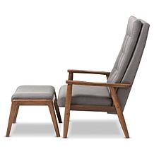 Wholesale Interiors Roxy Upholstered Lounge Chair and Ottoman - Walnut