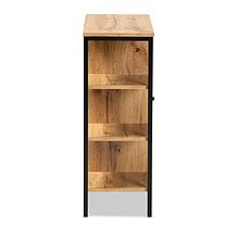 Wholesale Interiors Vander Oak Brown Wood and Black Metal Shoe Cabinet
