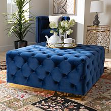 Wholesale Interiors Verene Velvet Upholstered Square Cocktail Ottoman