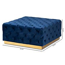 Wholesale Interiors Verene Velvet Upholstered Square Cocktail Ottoman