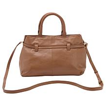 Wildflower Belted Glove Leather Satchel with Crossbody Strap