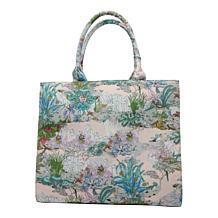 Wildflower Parisian Toile Print Tote with Coin Purse Set