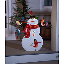 Wind and Weather LED Metal Snowman with with Timer