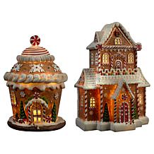 Winter Lane LED Gingerbread Houses Set of 2