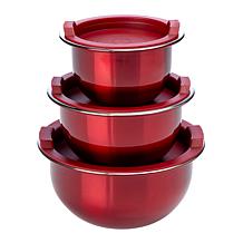 Wolfgang Puck 3-piece Stainless Steel Prep Bowls with Storage Lids