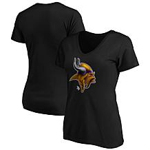 Women's Fanatics Black Minnesota Vikings Midnight Mascot Logo V-Nec...
